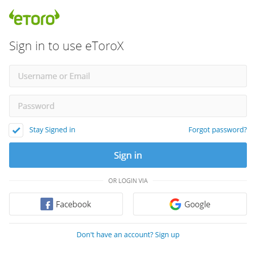 recuperar a senha do eToroX