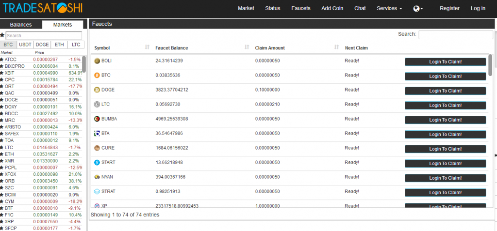 tradesatoshi 수도꼭지